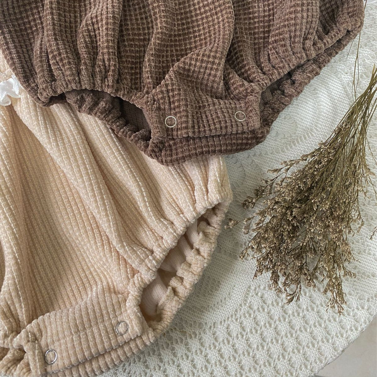 ワッフルコーデュロイベビーロンパース(2color)