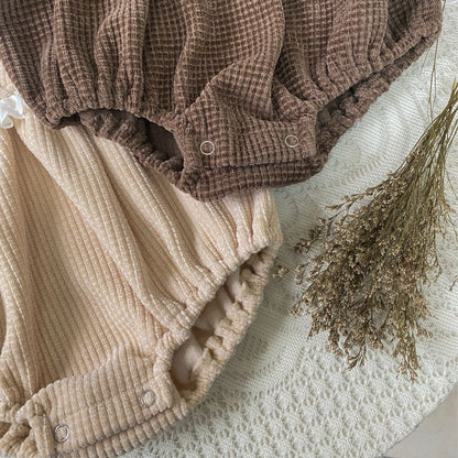 ワッフルコーデュロイベビーロンパース(2color)