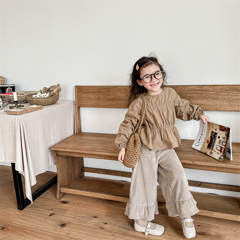 シャーリングガールブラウス(2color)