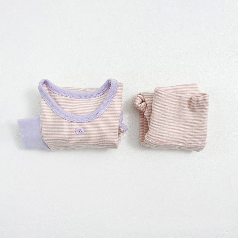 🅽🅴🆆 [3color / 66-90] パステルボーダーベビーセットアップ