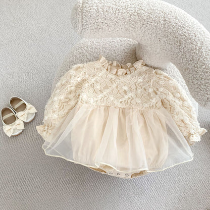 🅽🅴🆆 フラワーメッシュフリルカラーロンパース