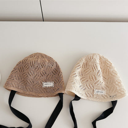 柄編みリボンボンネット(2color)