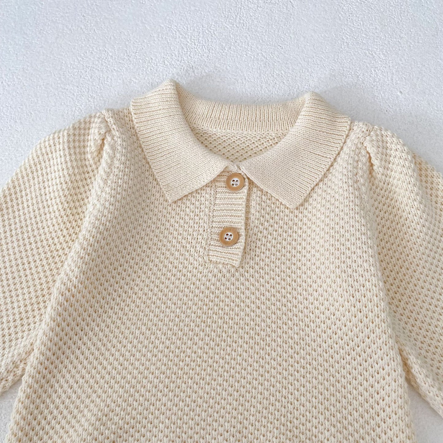 シンプル衿ニットロンパース(2color)