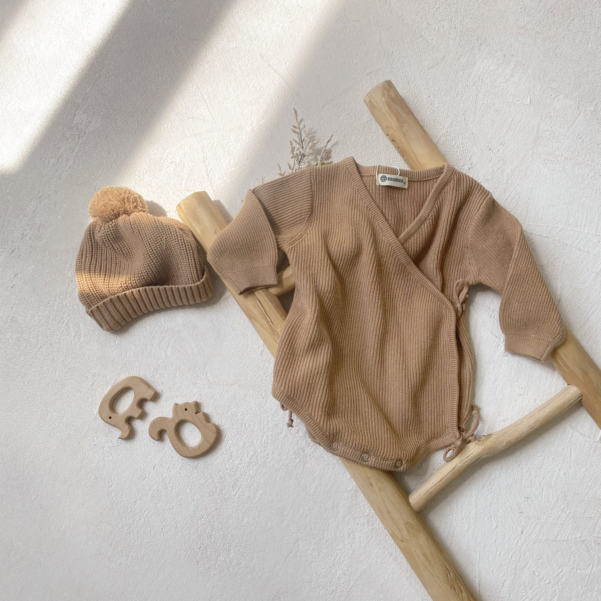 前あきベビーニットロンパース(2color)