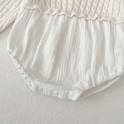 デザインニット切り替えロンパース