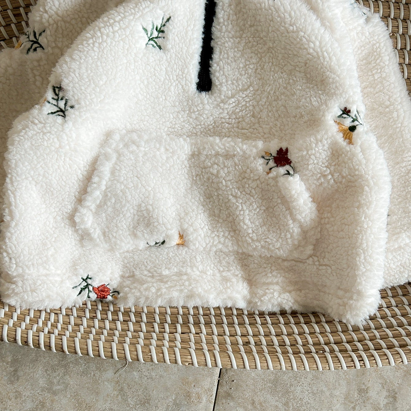 もこもこお花刺繍フリース