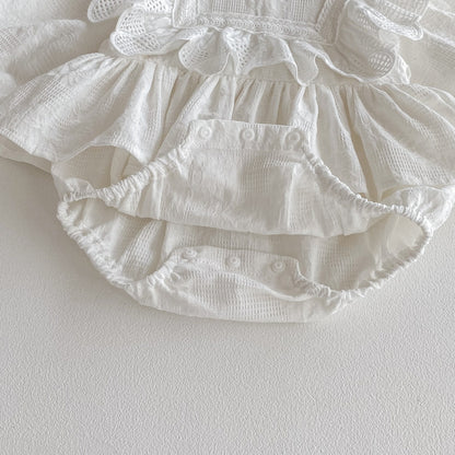 🅽🅴🆆 フラワーレースコットンロンパース