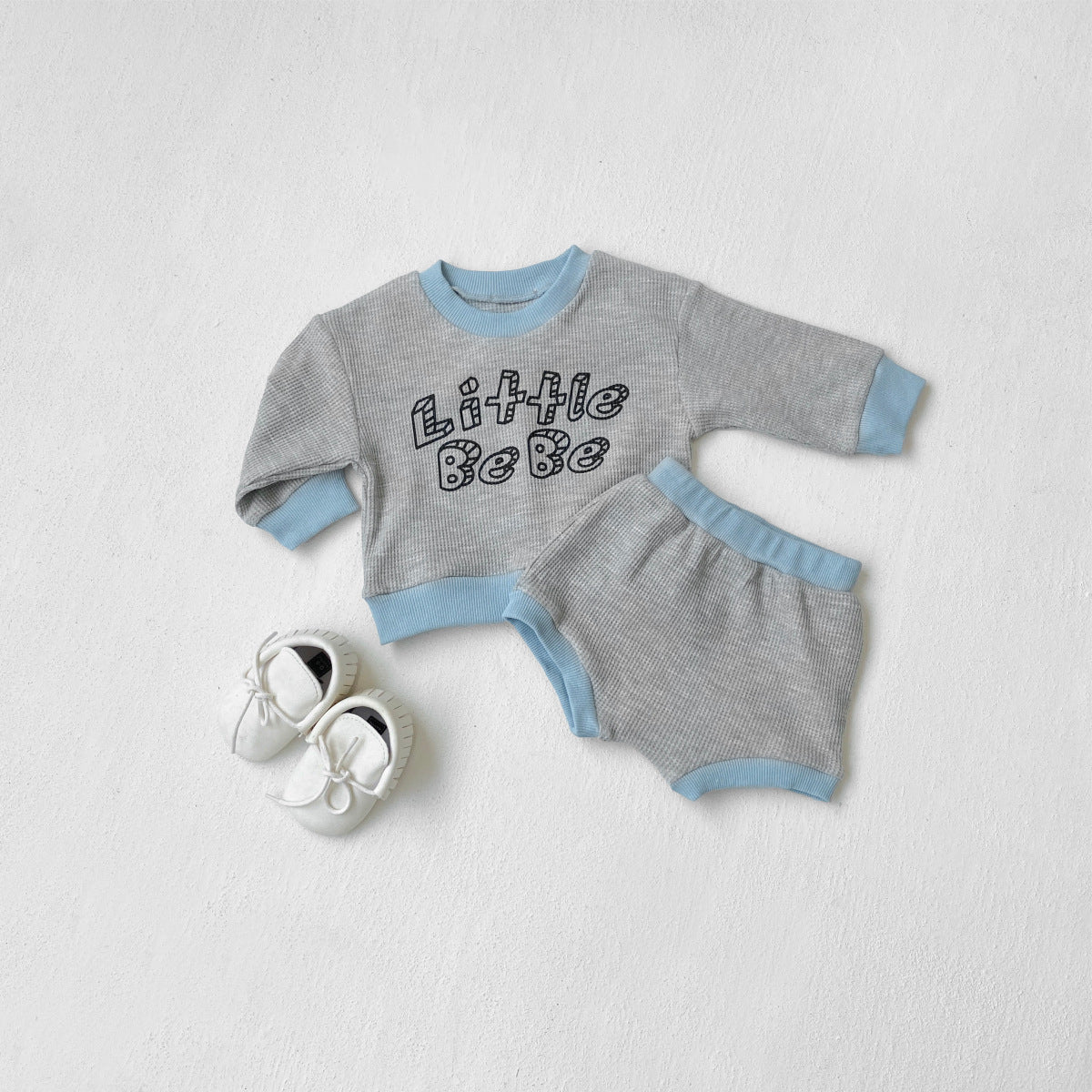 [2color / 66-90] ベビーワッフルツーピースセット