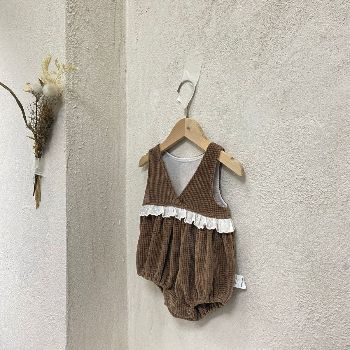 ワッフルコーデュロイベビーロンパース(2color)