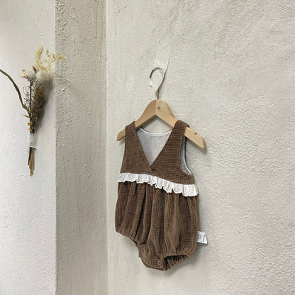 ワッフルコーデュロイベビーロンパース(2color)