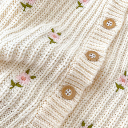 🅽🅴🆆 [73-110] フラワー刺繍ホワイトカーディガン