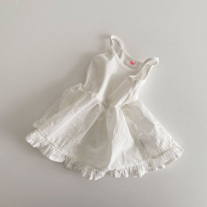 切り替えキャミホワイトワンピース