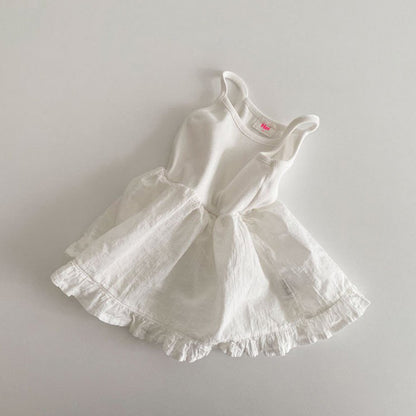 切り替えキャミホワイトワンピース