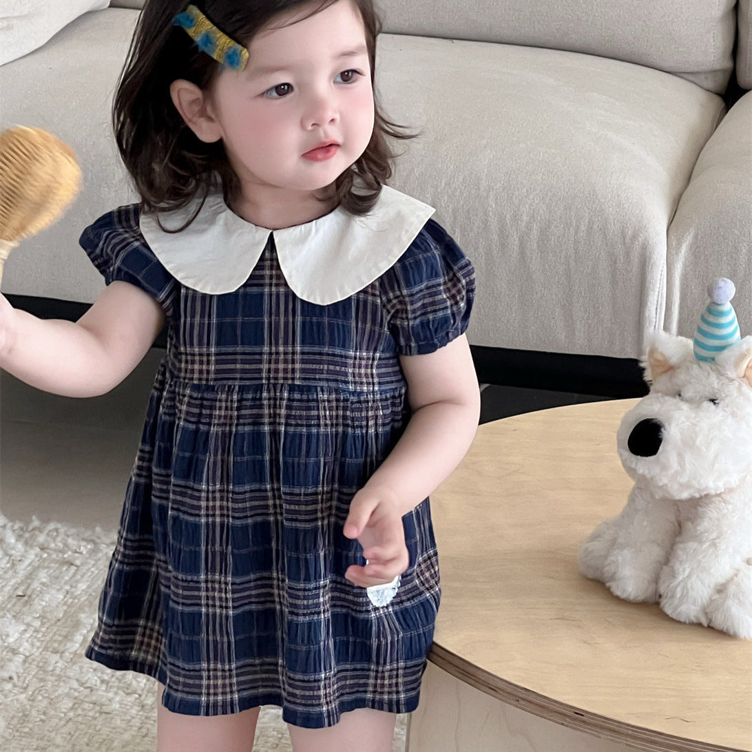 丸襟チェックフォーマルワンピース