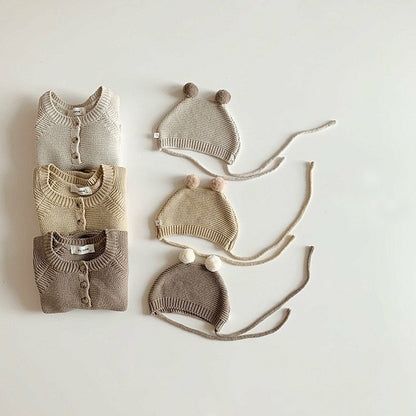 ほっこりニットロンパースセット(3color)