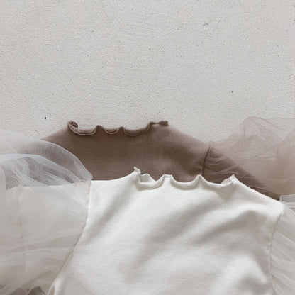 パフスリーブベビーワンピロンパース(2color)