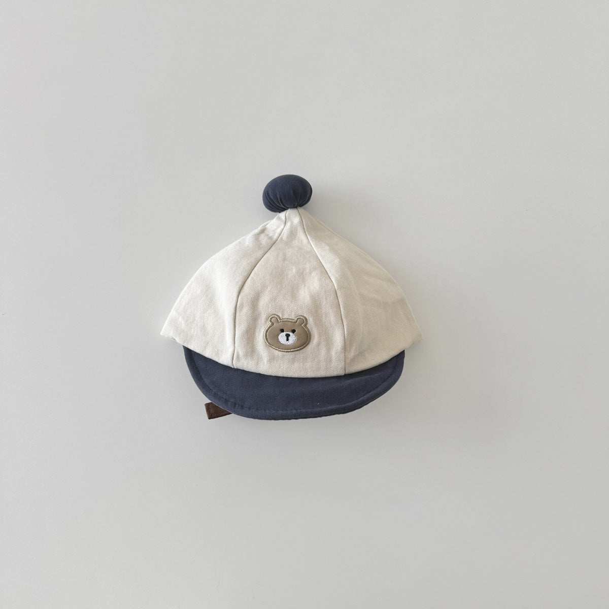 ポンポンナチュラルくまさん刺繍帽子(5color)