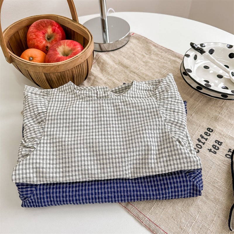 ゆったりぱふチェック柄トップス(2color)