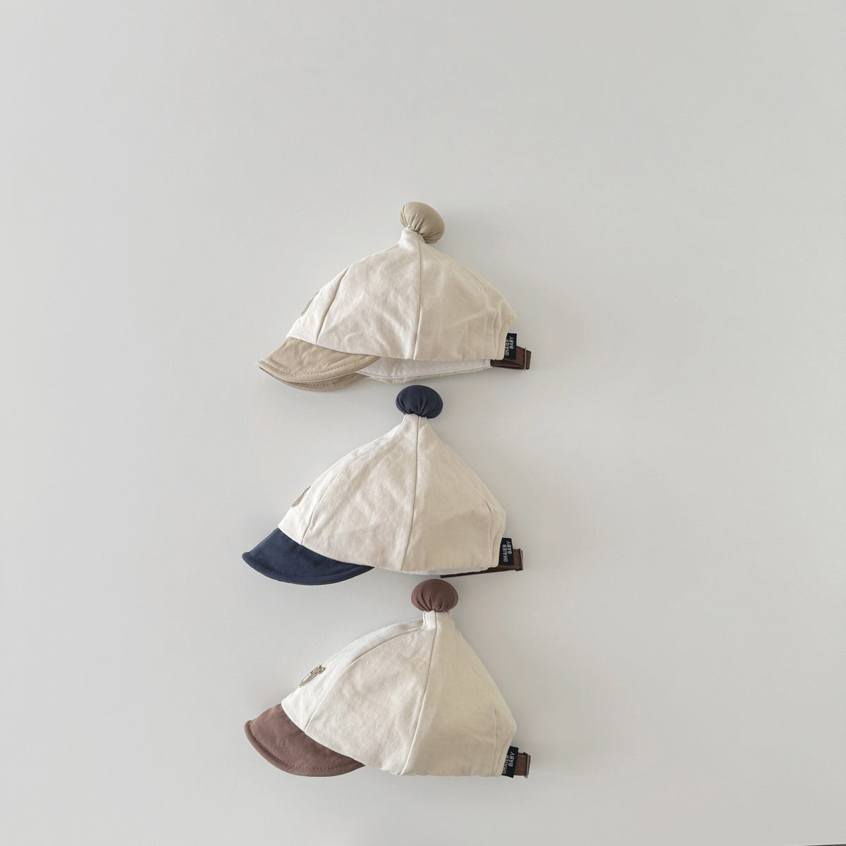 ポンポンナチュラルくまさん刺繍帽子(5color)