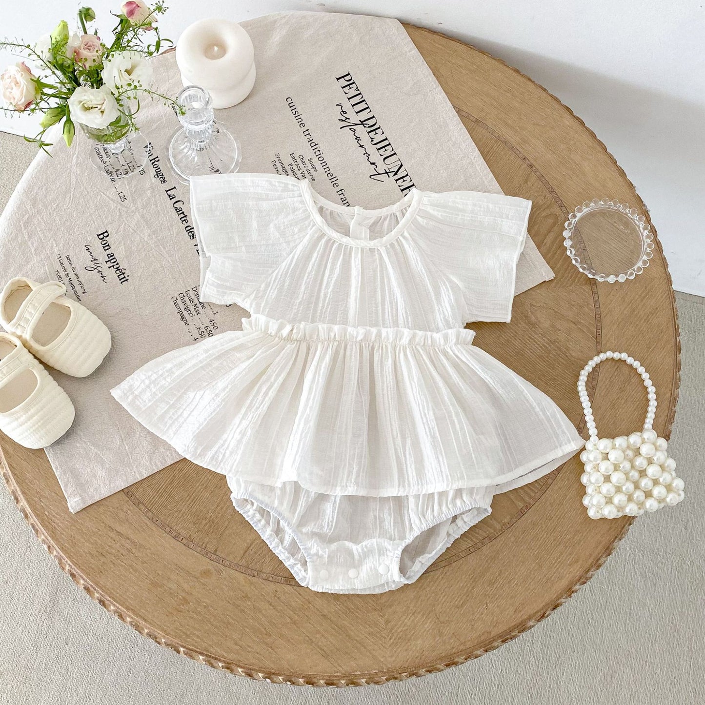 ラウンドネックプリンセスロンパース(2color)