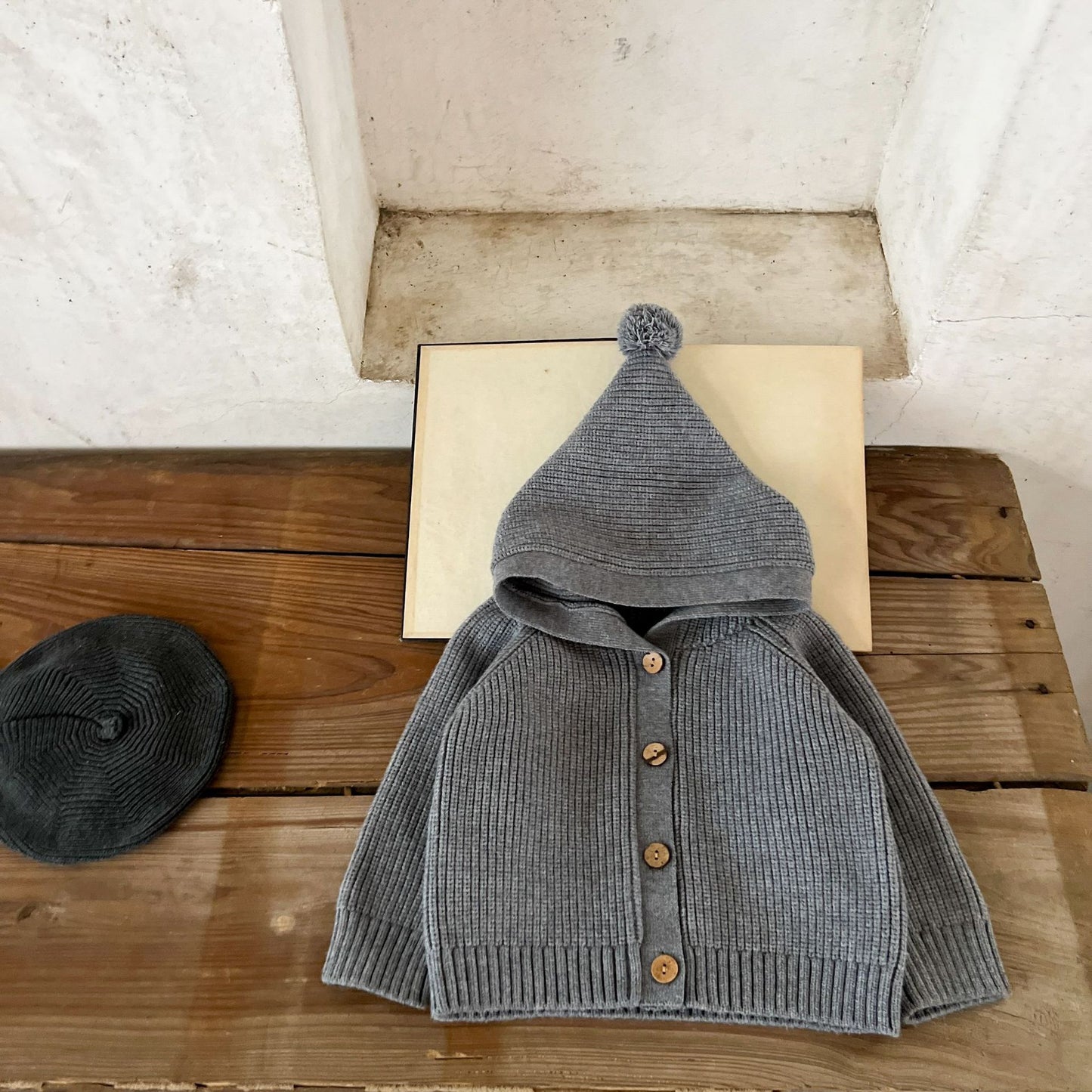 とんがりフードカーディガン(3color)