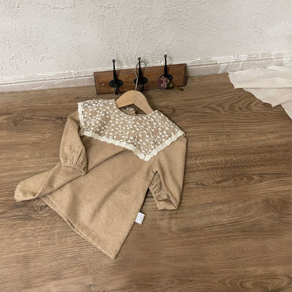 小花レースカラーワンピース