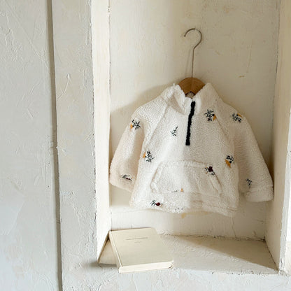 もこもこお花刺繍フリース