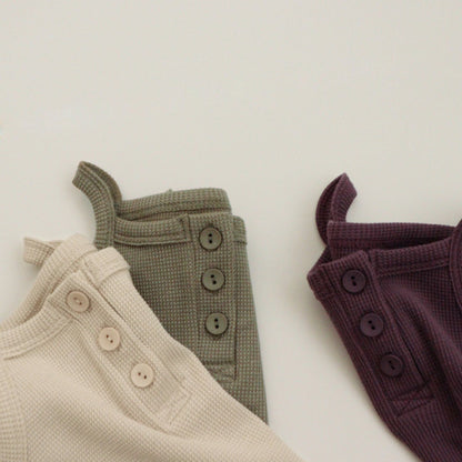 [5color / 66-90] コットンワッフルキャミロンパース