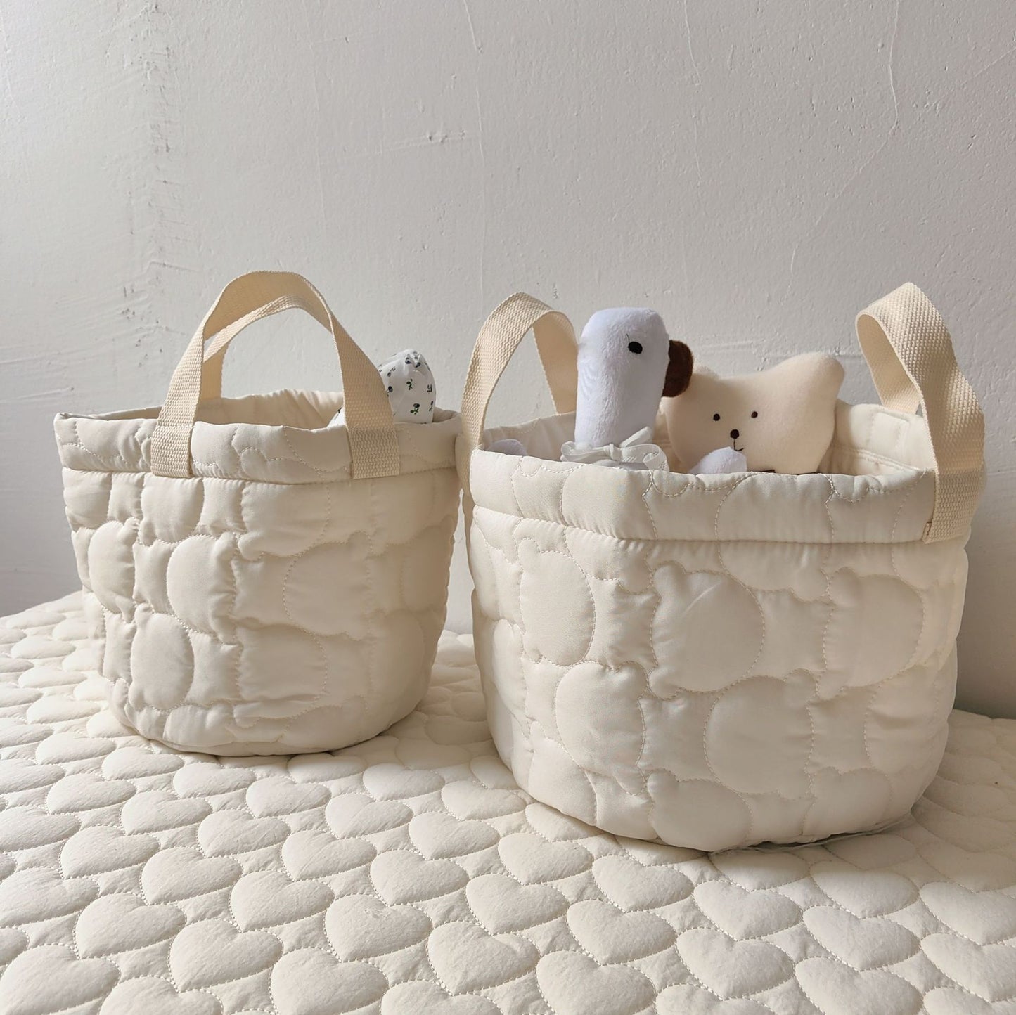 ぷっくりベアキルティングバスケット(2color)