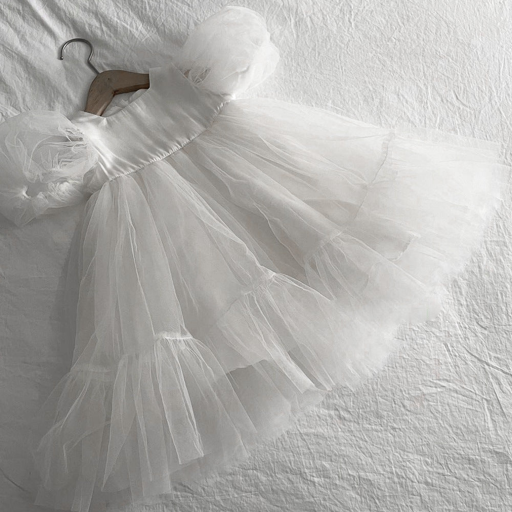 【即納】ふんわりチュールホワイトドレス (100size)