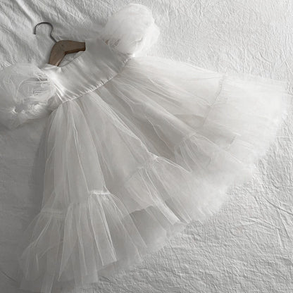 【即納】ふんわりチュールホワイトドレス (100size)