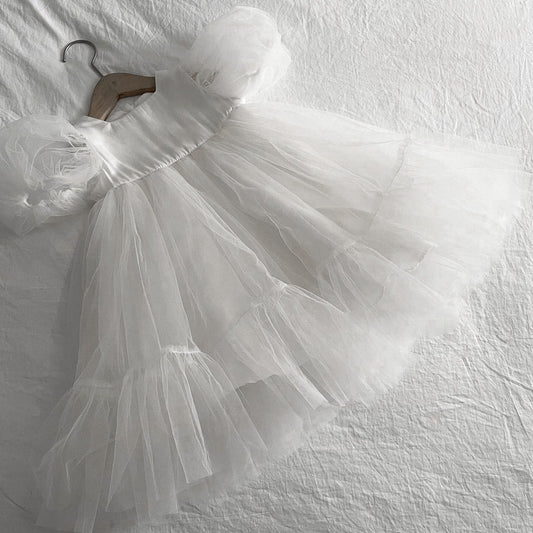 【即納】ふんわりチュールホワイトドレス (100size)