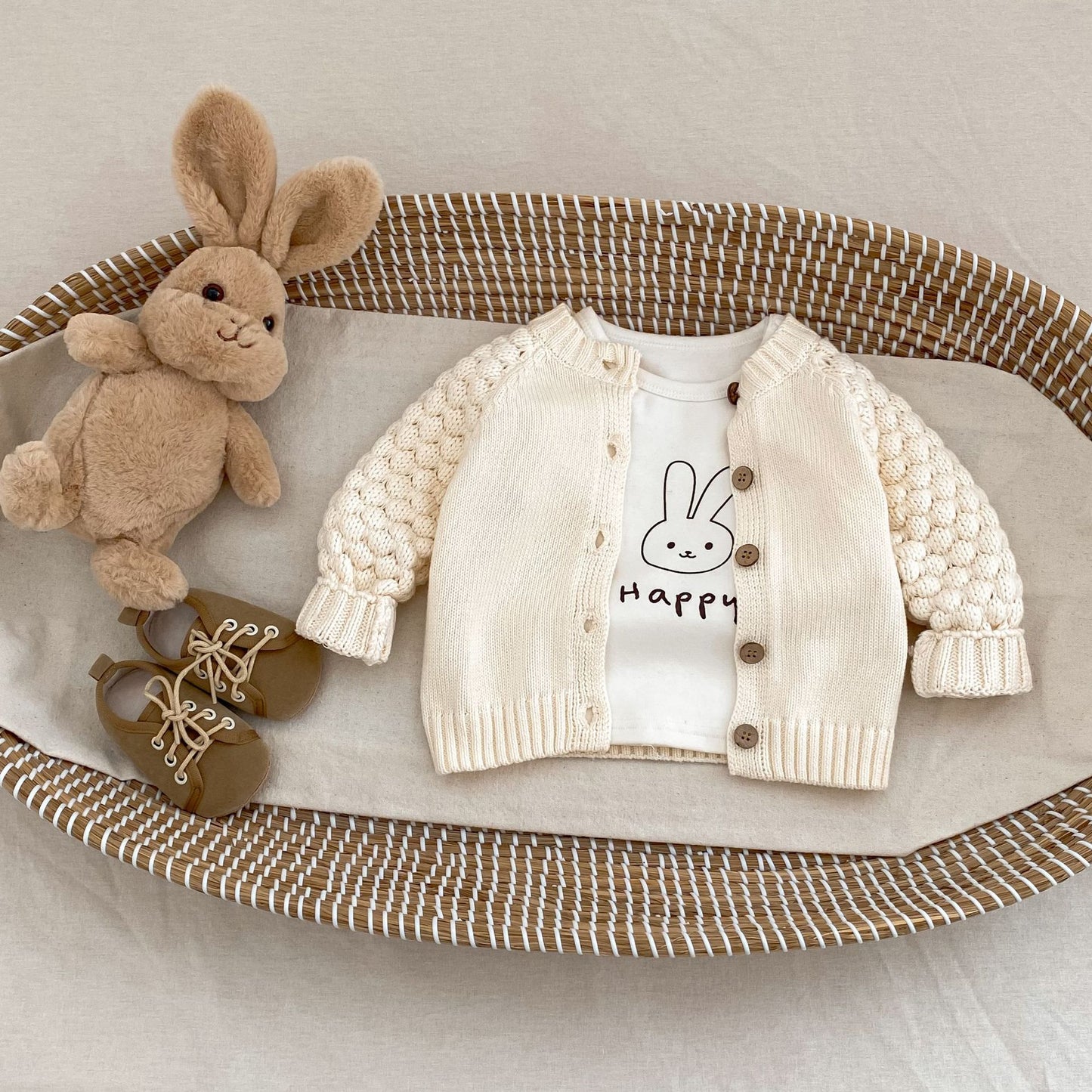 ポコポコスリーブニットカーディガン(2color)