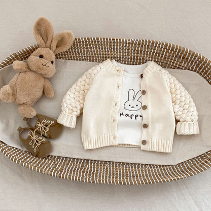 ポコポコスリーブニットカーディガン(2color)